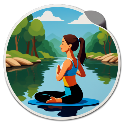 Chantal faisant du yoga au bord de la rivière
