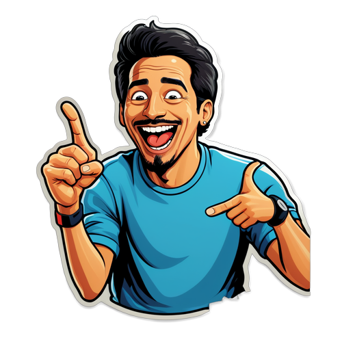 Sticker divertido de Migue Granados con fans riendo