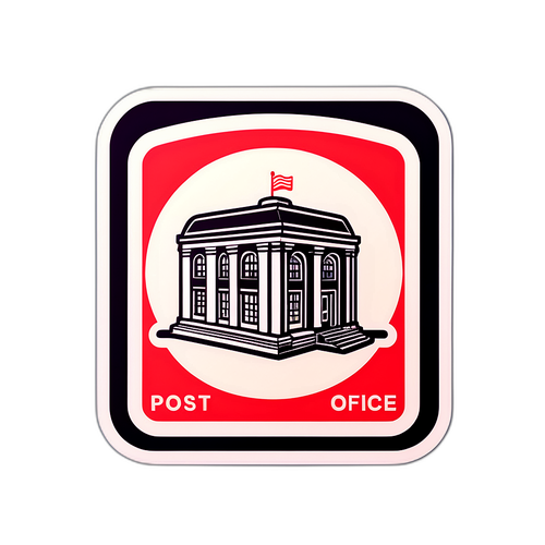 レトロな郵便局シンボルのステッカー