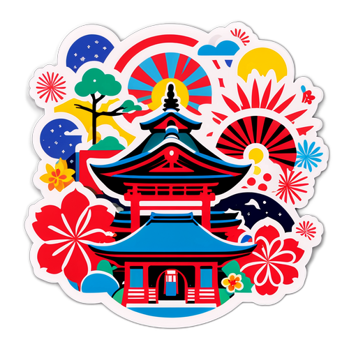 日本の文化を祝うステッカー