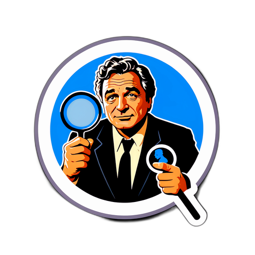 Ein cleverer Sticker mit Peter Falk auf der Suche nach der Wahrheit