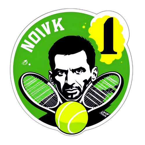 Quả cầu tennis bay với tên 'Novak'