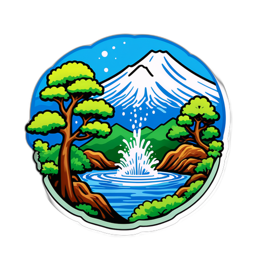 鎌倉の名所と水道パイプのイラスト