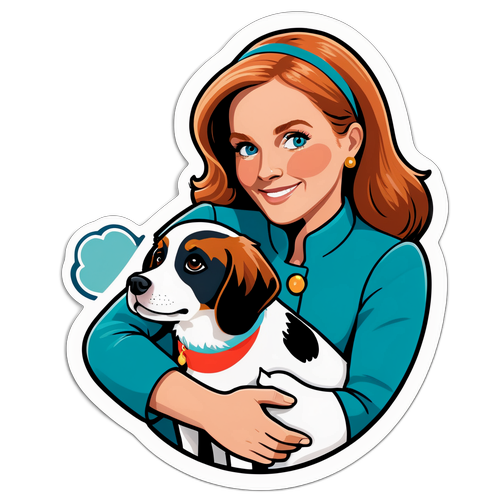 Criação de um adesivo encantador de Sarah Ferguson acariciando um cachorro
