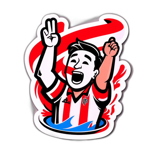 Diseño estilizado de River Plate y Libertad brindando un saludo deportivo antes de un gran partido