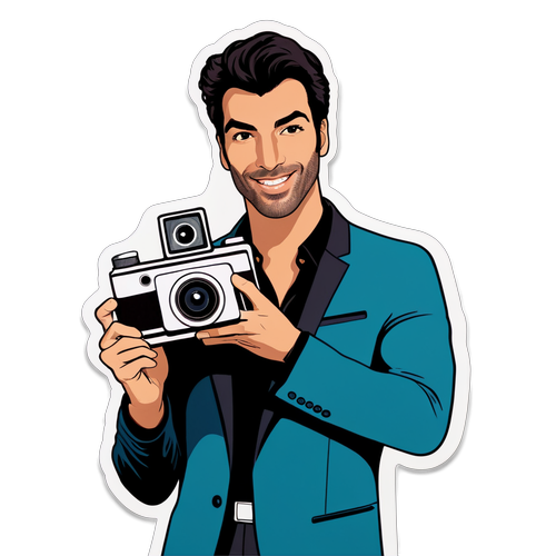 Artistic Sticker of Filmmaker with Camera