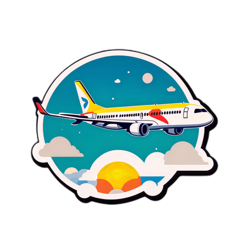 귀여운 에어부산 비행기가 하늘을 나는 디자인