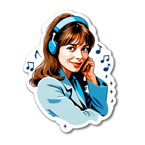 Retro Jane Birkin Muziek Sticker