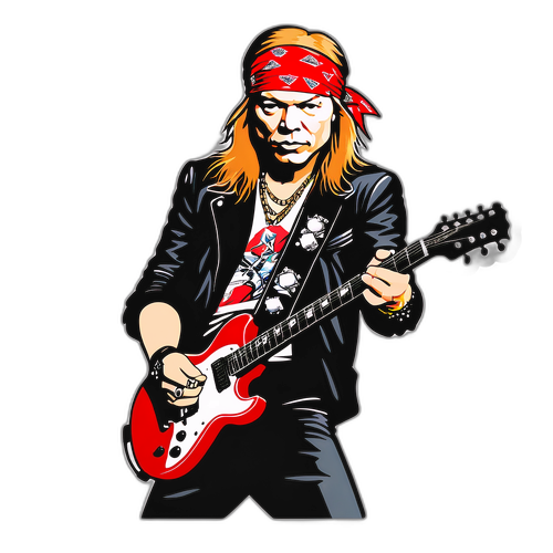 Een dynamische sticker van Axl Rose met gitaar