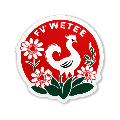 Sticker met FC Twente-logo versierd met bloemen en natuur