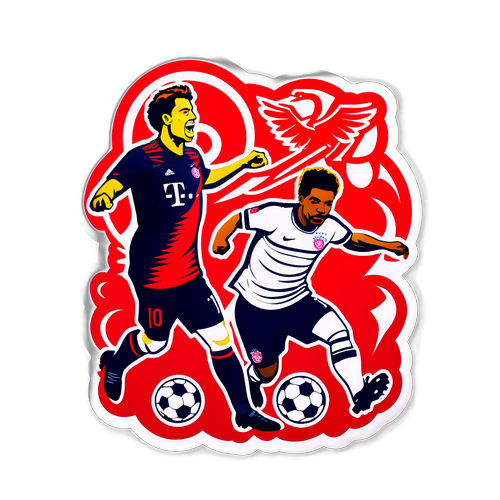 מדבקה של משחק כדורגל אינטנסיבי בין באיירן מינכן ל-RB לייפציג