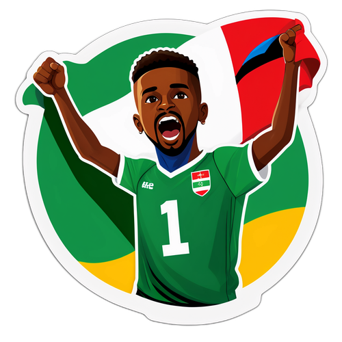 Autocollant de Hamed Junior Traorè avec le drapeau de son pays, célébrant un but