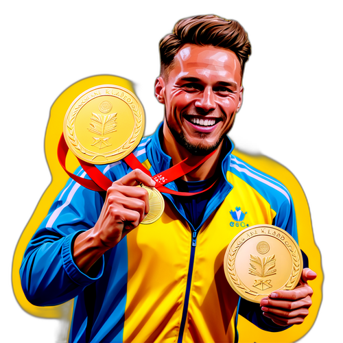 Johannes Klaebo sur le podium avec une médaille d'or