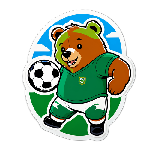 สติ๊กเกอร์หมีการ์ตูนจากไอร์แลนด์เหนือที่เล่นฟุตบอล