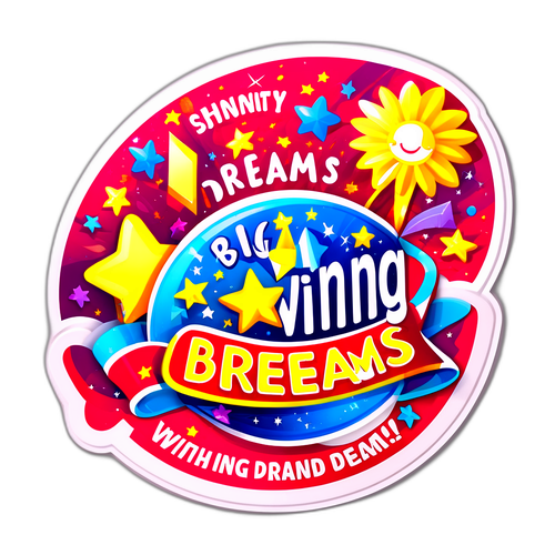 Un autocolant cu un bilet câștigător la loto, strălucitor și colorat