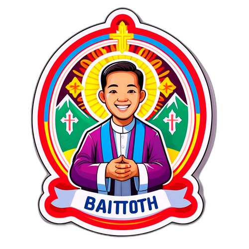 สติกเกอร์น่ารักเกี่ยวกับบาทหลวงสำหรับลอตเตอรี่ลาว