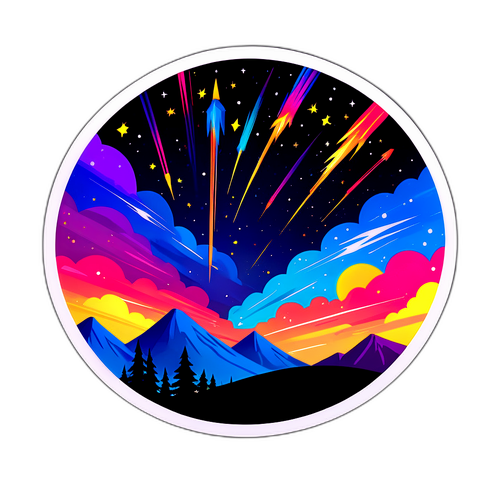 Makukulay na Sila ng Meteor sa Madilim na Kalangitan