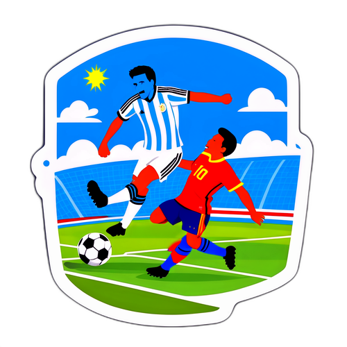 Sticker ya Furaha ikionyesha Uwanjani wa Mpira wa Miguu