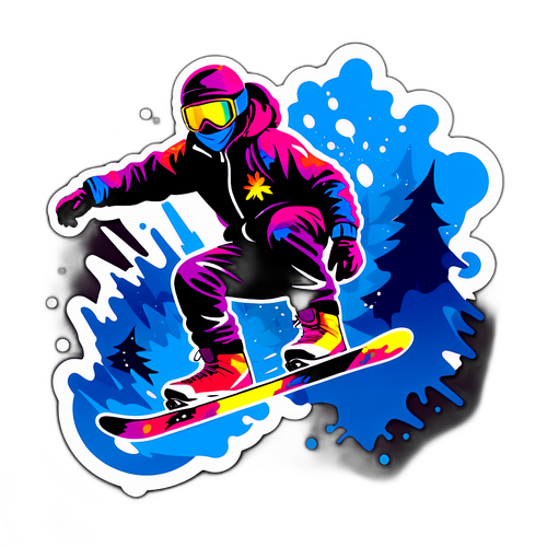 Vibrante sticker met snowboarder