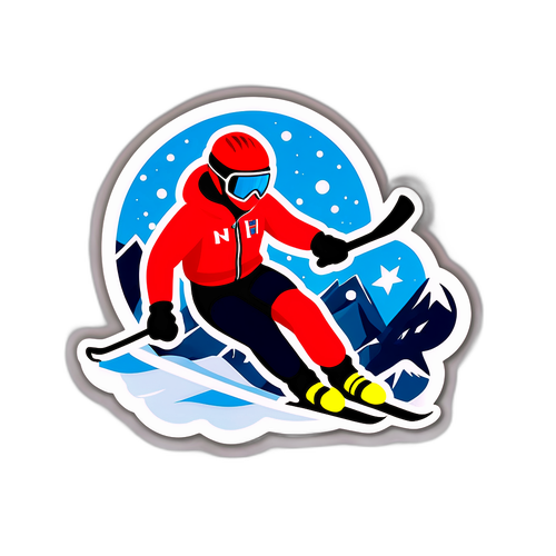 노르웨이 겨울 스포츠 스티커 디자인