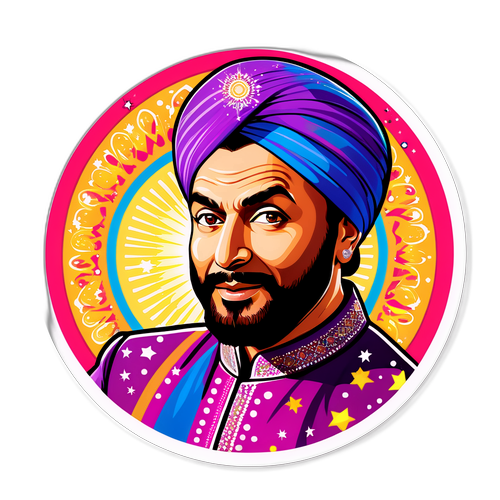 Autocollant de Kabir Bedi dans un style Bollywood rétro