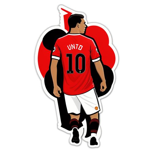 Sticker 'Man Utd' dengan Pemain Menghadapi Pemandangan Penyokong