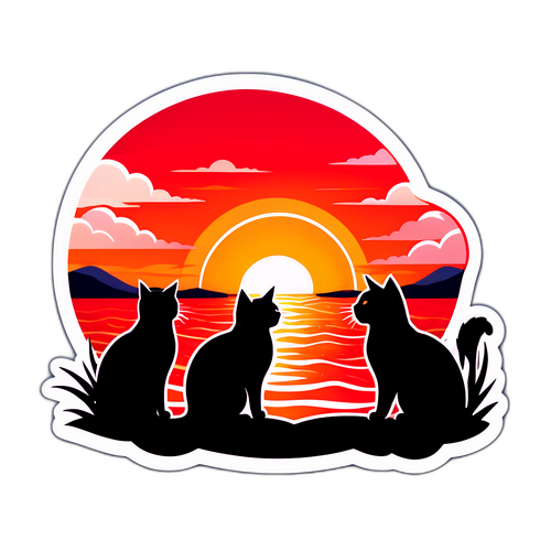 Kaunis auringonlasku merimaisemassa