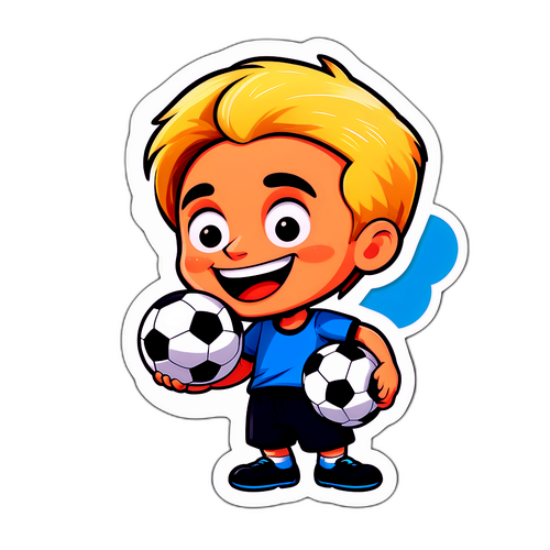 Watak Kartun Menarik dengan Bola Sepak