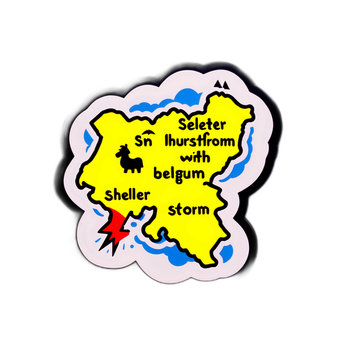 Kaart van België met onweer symbolen