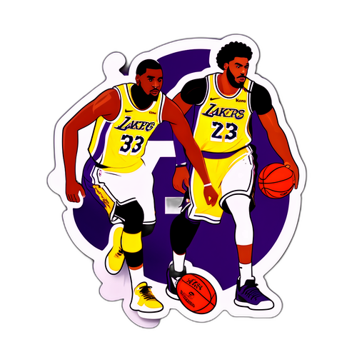Sticker ng mga Manlalaro ng Lakers na Naghahanda para sa Laro