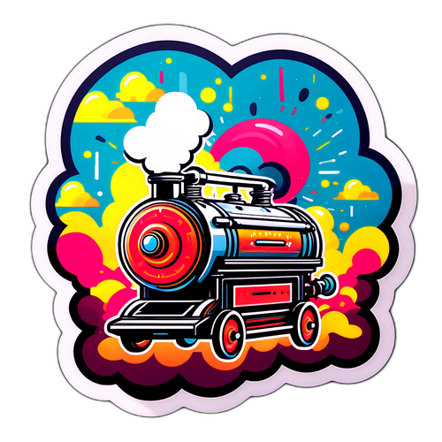 מדבקת רכבת קיטור וינטג'