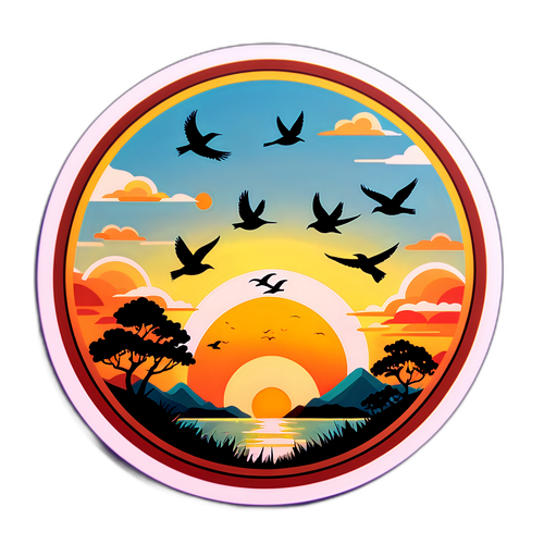Sticker Bertemakan Alam dengan Pemandangan Tenang