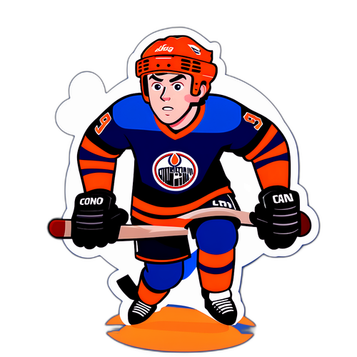 Kuvitettu versio Connor McDavidista kiekkoa kuljettaen