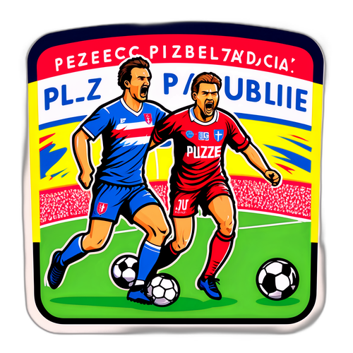 Samolepka oslavující fotbalový zápas Pardubice vs. Plzeň