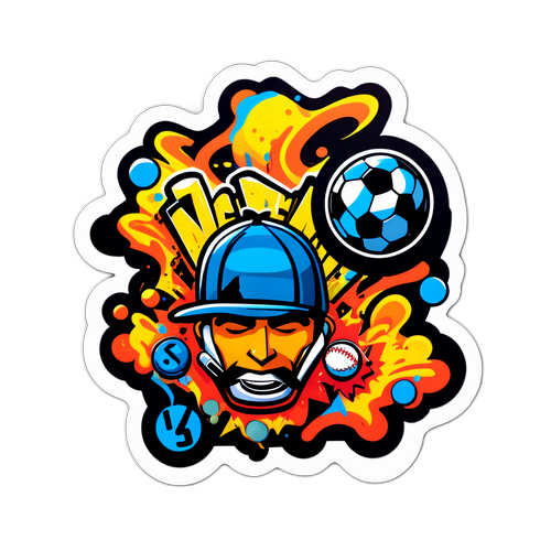 Наклейка с элементами уличного искусства, представляющая спортивные ставки в стиле комиксов