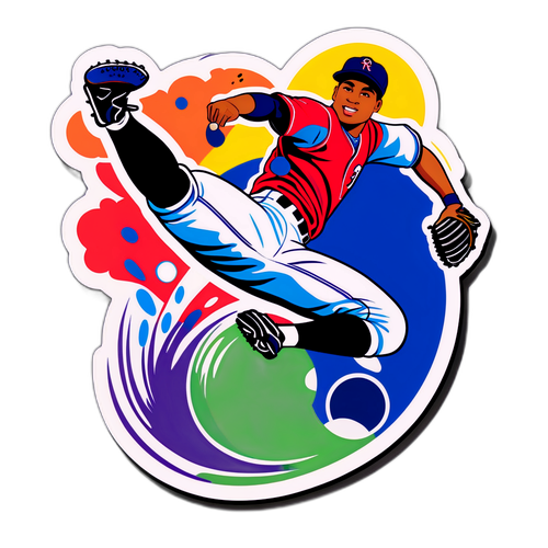 Dynamic Baseball Dive Sticker