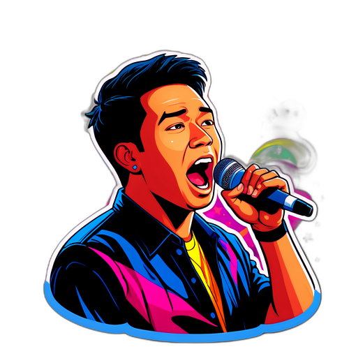 Sticker von Nico Santos beim Singen