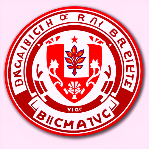 Sticker cu desen stilizat al stadionului Dinamo București, înconjurat de un banner cu textul 'Meciul Rivalității'