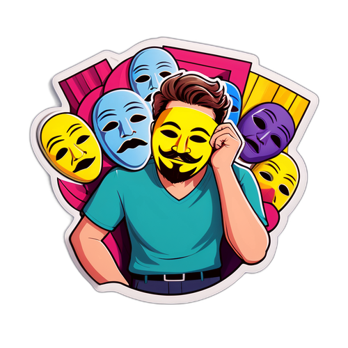 Sticker van David Polfliet met theaterachtergrond