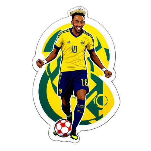 Energetyczny sticker z piłkarzem Aubameyangiem
