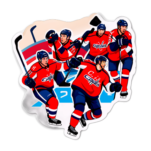 Intense Hockey Action Sticker Featuring Capitals Players