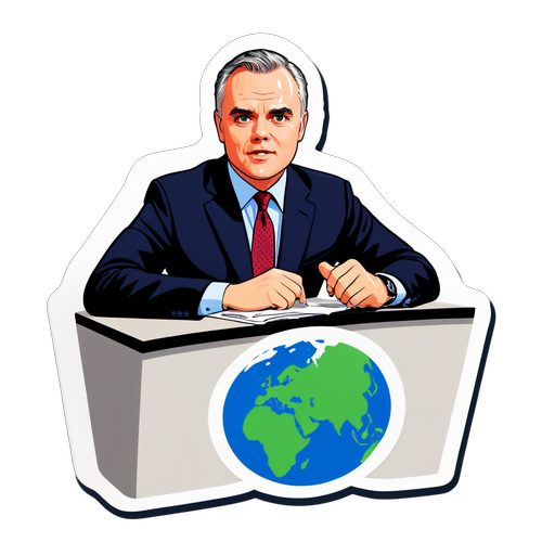 Oplev Den Uovertrufne Journalistik: Huw Edwards i Fuld Arhed med Globus og Nyhedsticker!