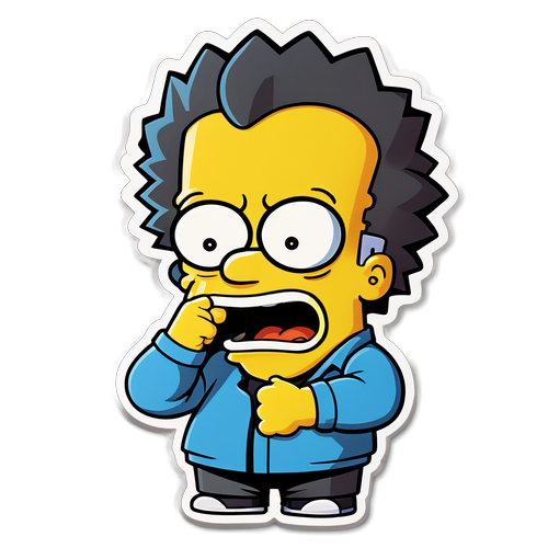 Sticker van een komische cartoonversie van Bart De Pauw