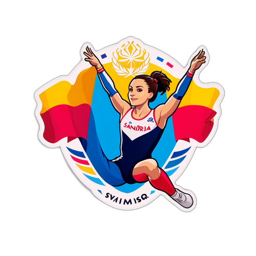 Sticker cu Sandra Izbașa în postura iconică de gimnast