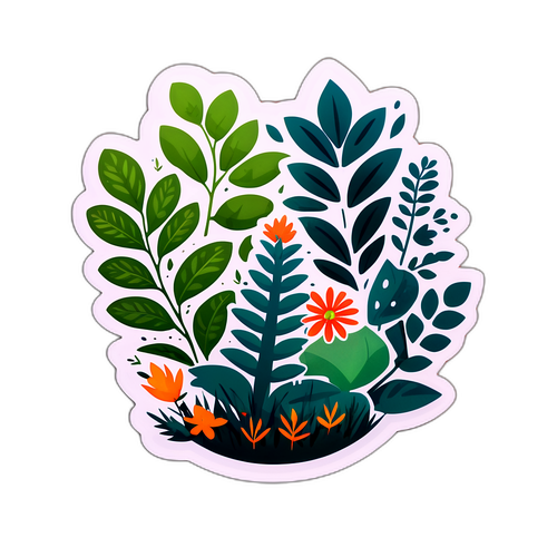 Sticker z inspiracją Bukowiecką, motywy roślinne i zwierzęce
