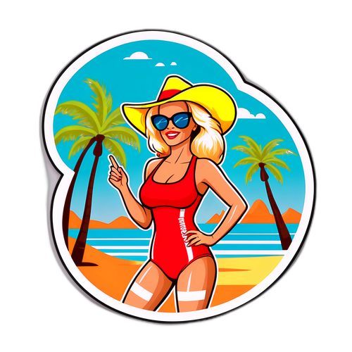 Stiker Retro Ceria di Pantai