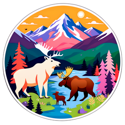 Alaska Yaban Hayatı Sticker Tasarımı