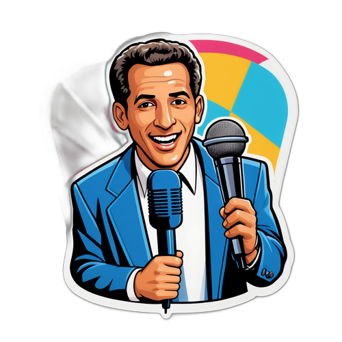 סטיקר בסגנון רטרו של שידור טלוויזיה עם יארון אברהם