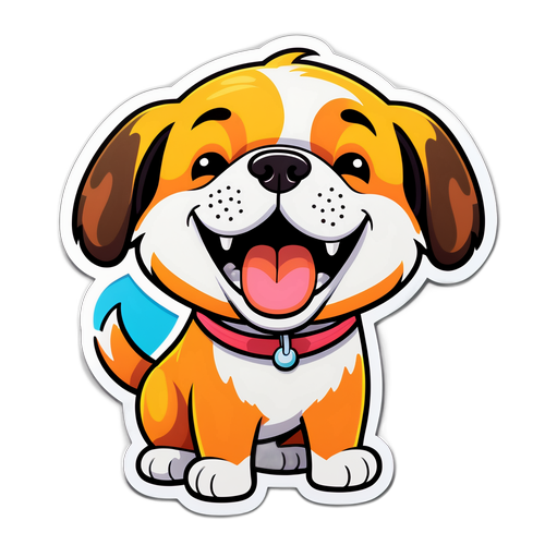 Sticker van een vrolijke cartoonachtige hond