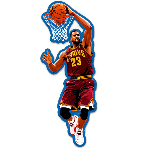 Dinamiko na Sticker ng Basketball Slam Dunk ng Cavs Player